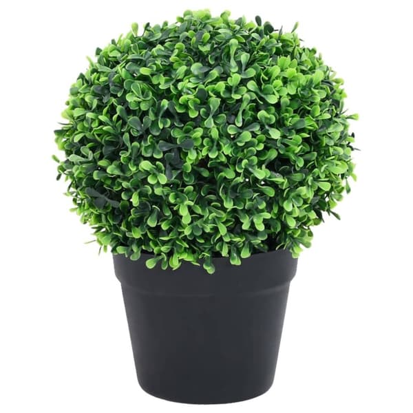 vidaXL kunstige buksbom med krukker 2 stk. 37 cm kugleformet grøn