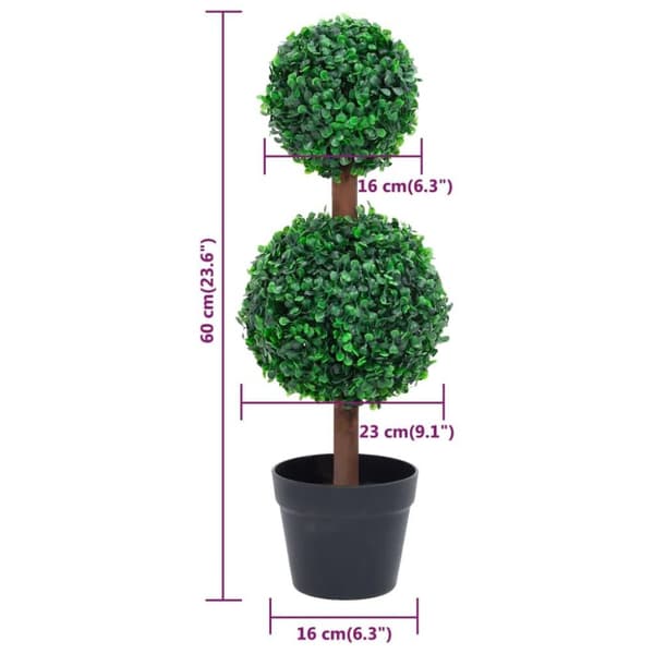 vidaXL Konstväxt buxbom bollformad med kruka 60 cm grön