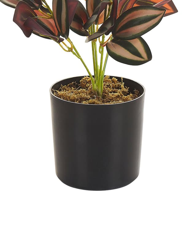 Konstgjord Krukväxt Grön och Röd Syntetiskt Material Svart Kruka 35 cm Tradescantia Dekorativ Inomhustillbehör