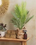 Miniatyrbild 2 av 5: Konstgjord Krukväxt Grön och Svart Syntetiskt Material 83 cm Konst Areca Palm Dekorativ Inomhus Accessoar