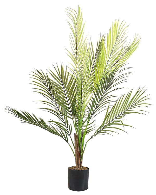 Konstgjord Krukväxt Grön och Svart Syntetiskt Material 83 cm Konst Areca Palm Dekorativ Inomhus Accessoar