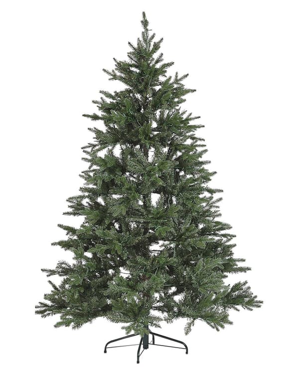 Joulukuusi muovi vihreä 180 cm LED-valoilla perinteinen yksinkertainen tyyli
