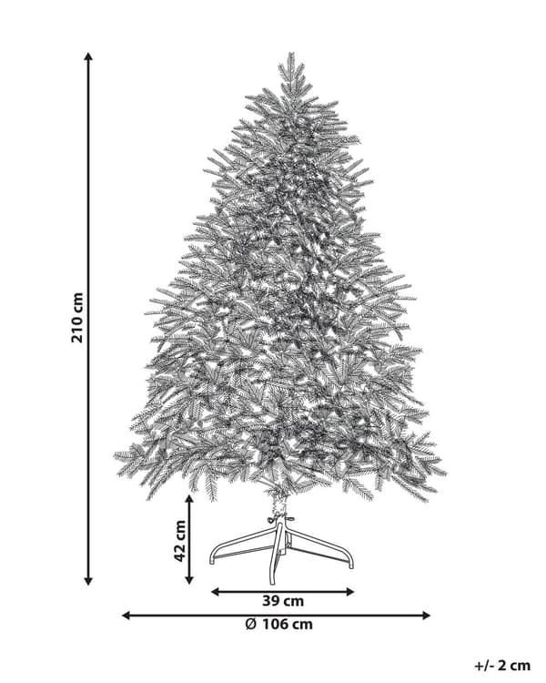 Kunstigt juletræ Grøn Syntetisk 210 cm Hængslede Grene LED Lys