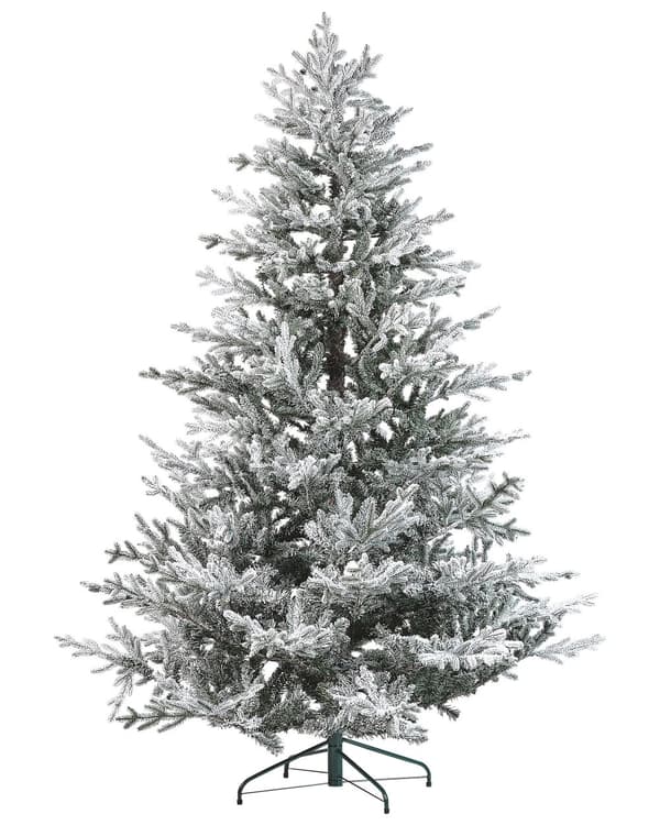 Kunstig juletræ Hvid Grøn Plastik 210 cm Snebestøvet Naturtro Juletræ Stue Julepynt Julesæson Inspiration Dekoration Indretning