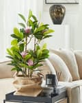 Miniatyrbilde 2 av 6: Kunstig Magnolia i potte Grønt og rosa syntetisk materiale 70 cm Dekorativt tilbehør til innendørsbruk