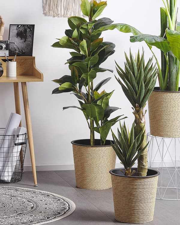 Kunstig Aloe Vera Potte Grønt og Svart Syntetisk 90 cm Materiale Dekorativt Innendørs Tilbehør