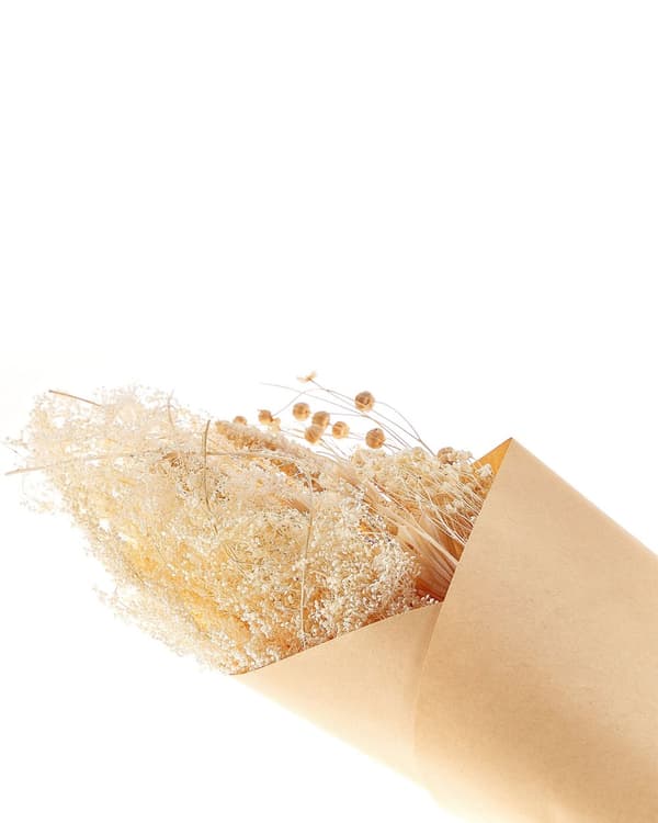 Torkade Blombukett Naturliga Torkade Blommor 65 cm Inslagna i Brunt Papper Naturlig Bordsdekoration Vardagsrum Matsal