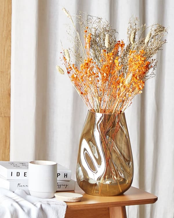 Evighedsbuket Orange Gul 65 cm Flot Boho Tørrede Blomster Buket til Gulvvase Bordpynt Stue Indretning Soveværelse Tilbehør