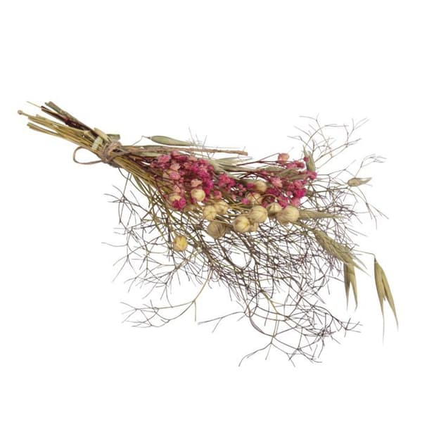 Bukett med gröna och rosa torkade blommor