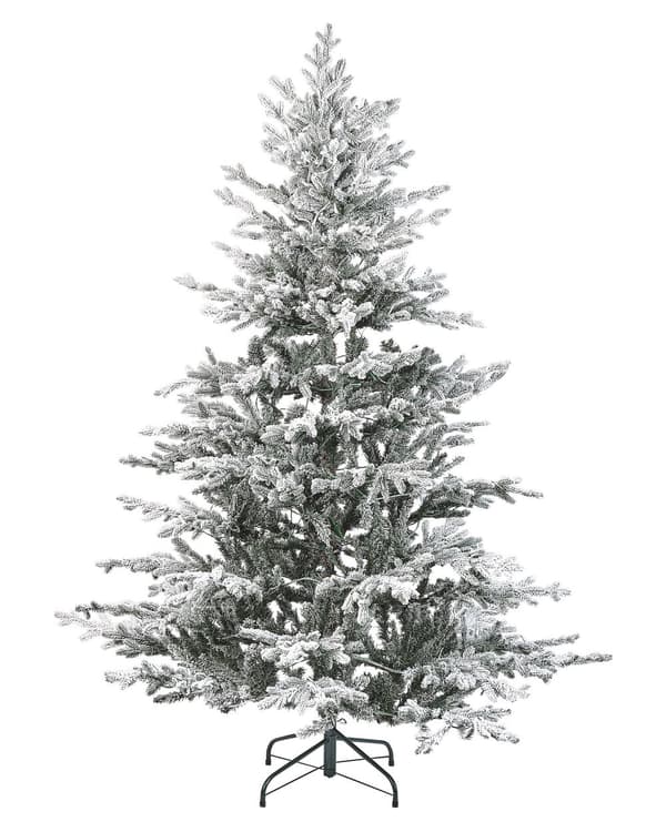 Kunstig juletræ Hvid Grøn Plastik 180 cm Snebestøvet LED Naturtro Juletræ Stue Julepynt Julesæson Inspiration Dekoration Indretning