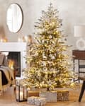 Miniatyrbillede 2 af 7: Kunstig juletræ Hvid Grøn Plastik 180 cm Snebestøvet LED Naturtro Juletræ Stue Julepynt Julesæson Inspiration Dekoration Indretning