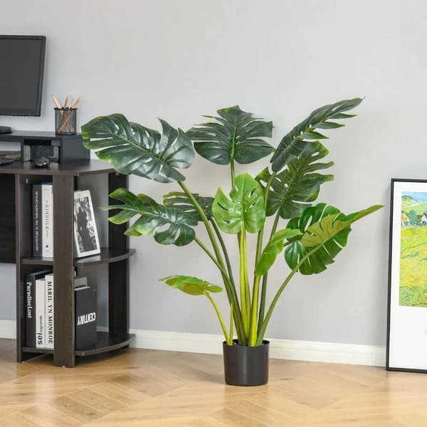 Rootz Kunstige Planter - Kunstig Monstera Plante - Hjemmekontor udendørs dekoration - Grøn + Sort - 17cm x 17cm x 110cm