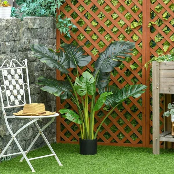 Rootz Kunstige Planter - Kunstig Monstera Plante - Hjemmekontor udendørs dekoration - Grøn + Sort - 17cm x 17cm x 110cm