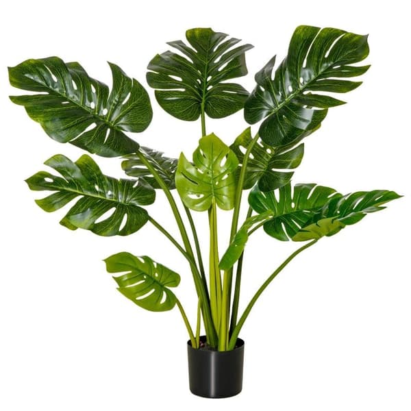 Rootz Kunstige Planter - Kunstig Monstera Plante - Hjemmekontor udendørs dekoration - Grøn + Sort - 17cm x 17cm x 110cm