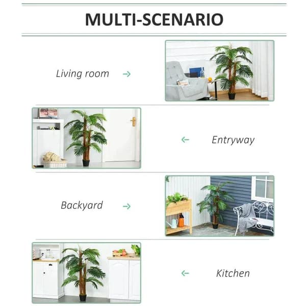 Rootz konstgjord palm - Dekorativ växt med 19 löv - Plantskolekruka - Falsk plast - Inomhus - Utomhus - Grönska - Hemma - Kontor - 120 cm