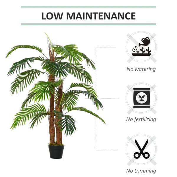 Rootz konstgjord palm - Dekorativ växt med 19 löv - Plantskolekruka - Falsk plast - Inomhus - Utomhus - Grönska - Hemma - Kontor - 120 cm