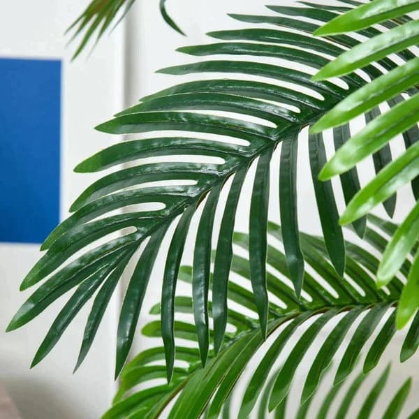 Rootz konstgjord palm - Dekorativ växt med 19 löv - Plantskolekruka - Falsk plast - Inomhus - Utomhus - Grönska - Hemma - Kontor - 120 cm