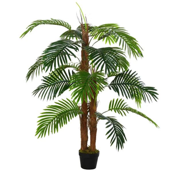 Rootz konstgjord palm - Dekorativ växt med 19 löv - Plantskolekruka - Falsk plast - Inomhus - Utomhus - Grönska - Hemma - Kontor - 120 cm