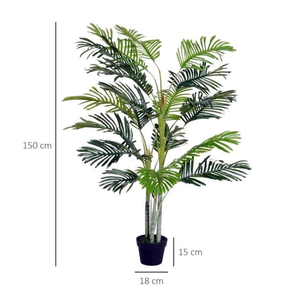 Rootz Kunstig Palme - Kunstig Plante Med Plantepotte - Faux Palme - Grøn - Plast - 150cm