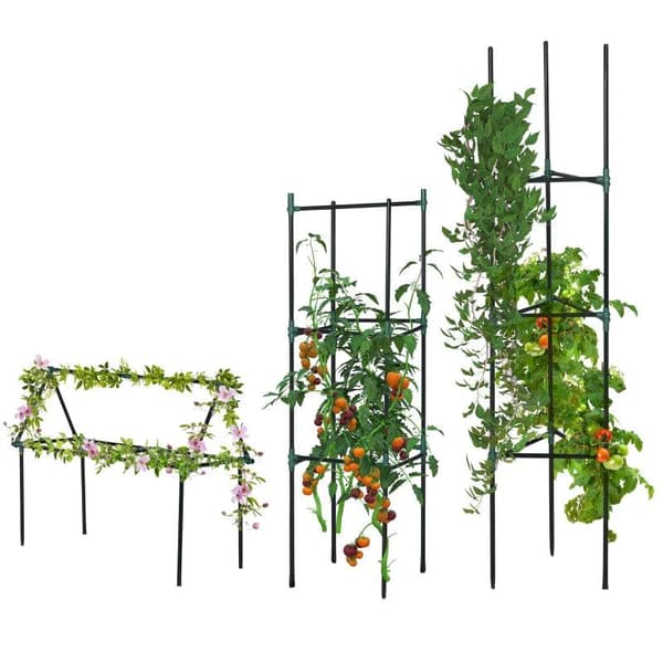 Rootz Trellis - Sæt med 3 planteespalier - Modulært design - Udendørs Indendørs - Stål - Grøn - 38 x 38 x 182 cm