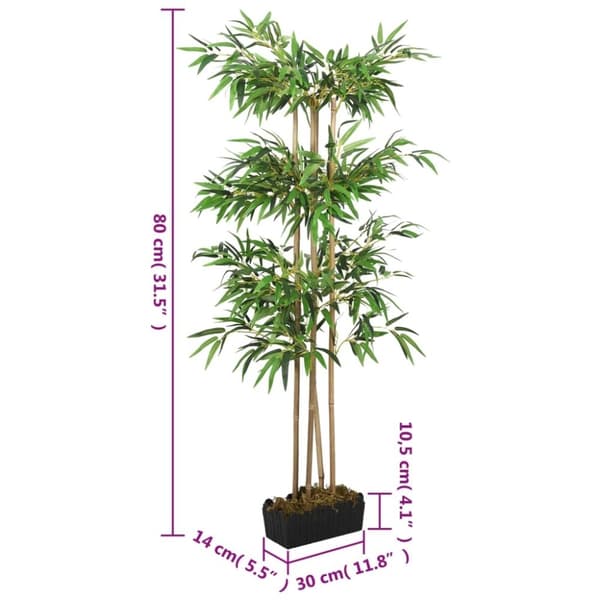 vidaXL Konstväxt bambu 380 blad 80 cm grön