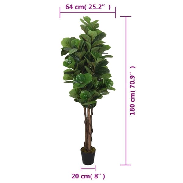vidaXL Konstväxt fikonträd 232 blad 180 cm grön