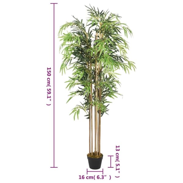 vidaXL Konstväxt bambu 1095 blad 150 cm grön