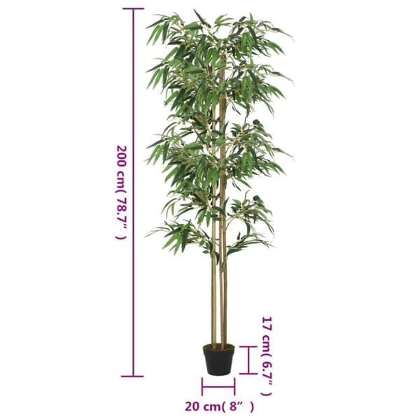 vidaXL Tekokasvi bambupuu 1520 lehteä 200 cm vihreä