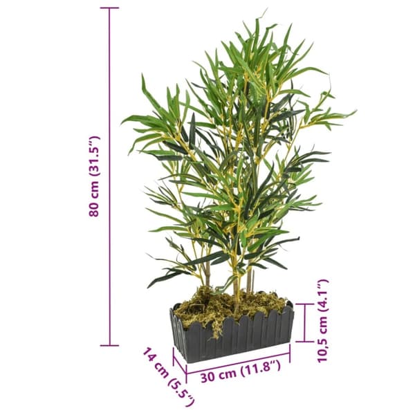vidaXL Konstväxt bambu 368 blad 80 cm grön