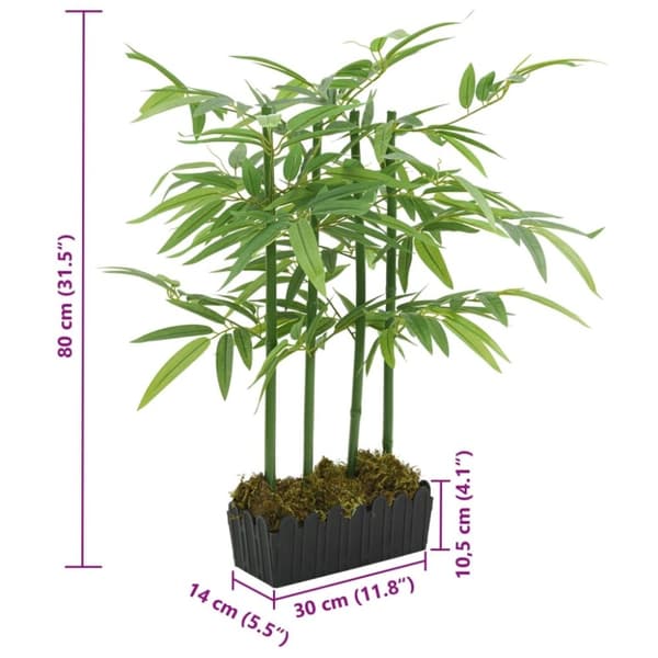 vidaXL Konstväxt bambu 240 blad 80 cm grön