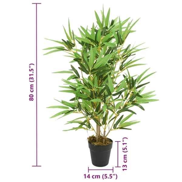 vidaXL Konstväxt bambu 368 blad 80 cm grön