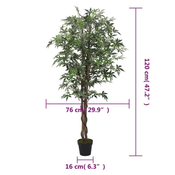 vidaXL Konstväxt lönnträd 336 blad 120 cm grön