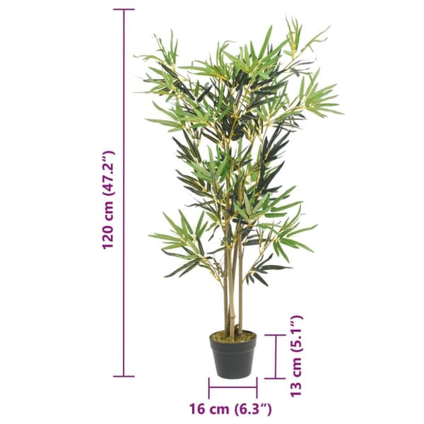vidaXL Konstväxt bambu 552 blad 120 cm grön