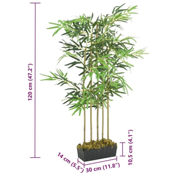 vidaXL Konstväxt bambu 730 blad 120 cm grön