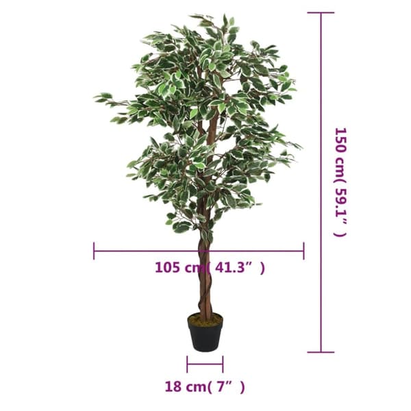 vidaXL Konstväxt fikusträd 756 blad 150 cm grön