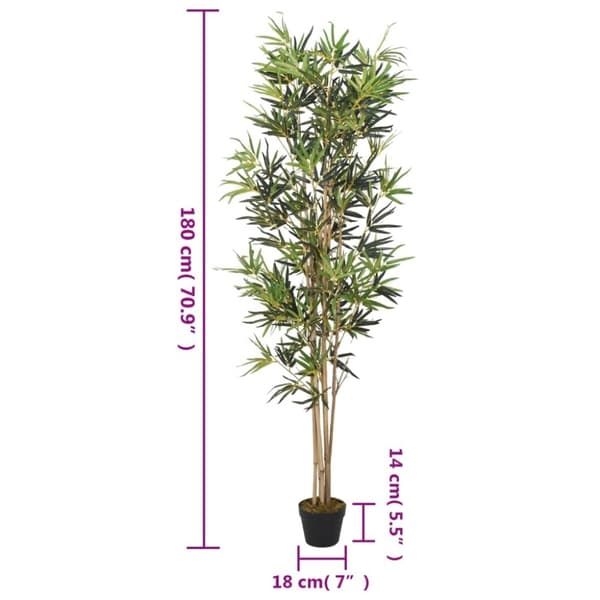 vidaXL kunstigt bambustræ 1104 blade 180 cm grøn