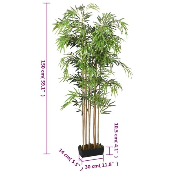vidaXL Tekokasvi bambupuu 1095 lehteä 150 cm vihreä