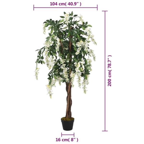 vidaXL Konstväxt blåregn 1470 blad 200 cm grön och vit