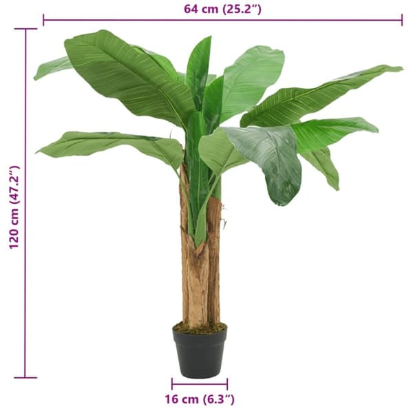 vidaXL Konstväxt bananträd 9 blad 120 cm grön