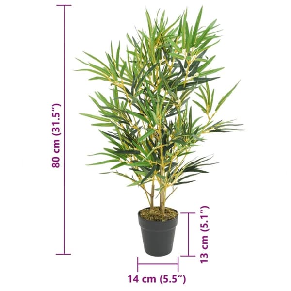 vidaXL Konstväxt bambu 368 blad 80 cm grön
