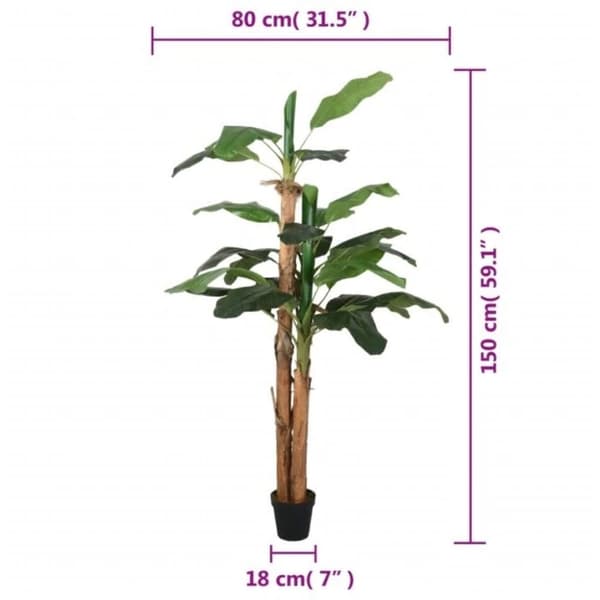 vidaXL kunstigt banantræ 18 blade 150 cm grøn