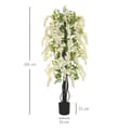 Miniatyrbillede 3 af 8: Rootz kunstig plante med hvid Wisteria dekoration - 1,65 m kunstige planter i potte - kunstig trædekoration - plastik - cement - hvid + grøn - 24 x 24