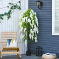Miniatyrbillede 7 af 8: Rootz kunstig plante med hvid Wisteria dekoration - 1,65 m kunstige planter i potte - kunstig trædekoration - plastik - cement - hvid + grøn - 24 x 24