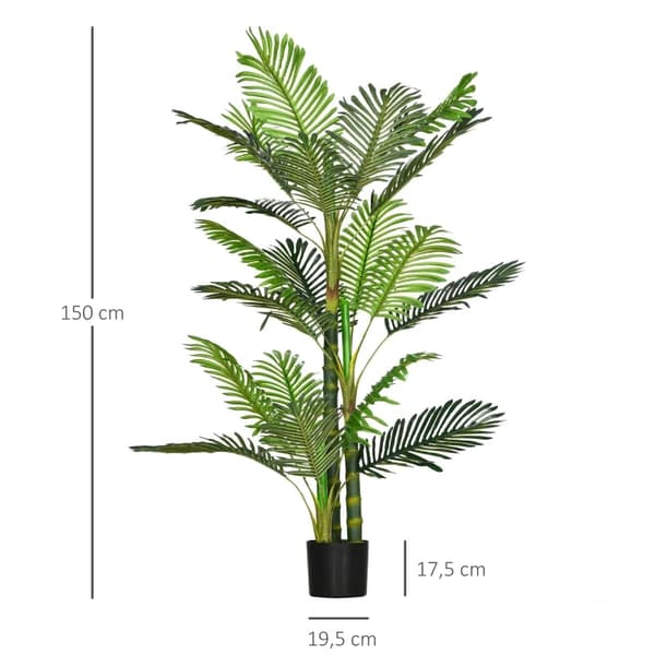 Rootz kunstig plante - kunstigt palmetræ - inklusive plantekasse - Grøn + sort - 19,5 cm x 19,5 cm x 150 cm