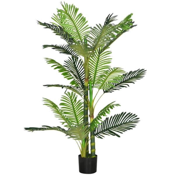 Rootz kunstig plante - kunstigt palmetræ - inklusive plantekasse - Grøn + sort - 19,5 cm x 19,5 cm x 150 cm