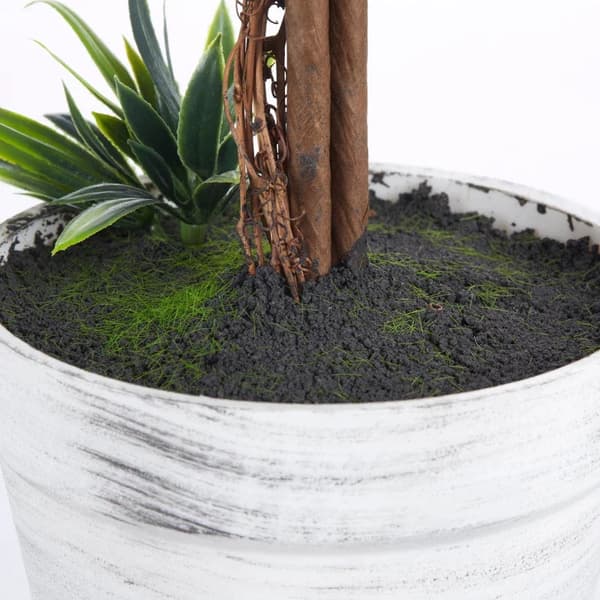 Roots sæt med 2 kunstige planter - inklusive plantekasse og kunstig mos - kunstige lavendelstilke - hvid + grøn + lilla - 24 cm x 24 cm x 60 cm