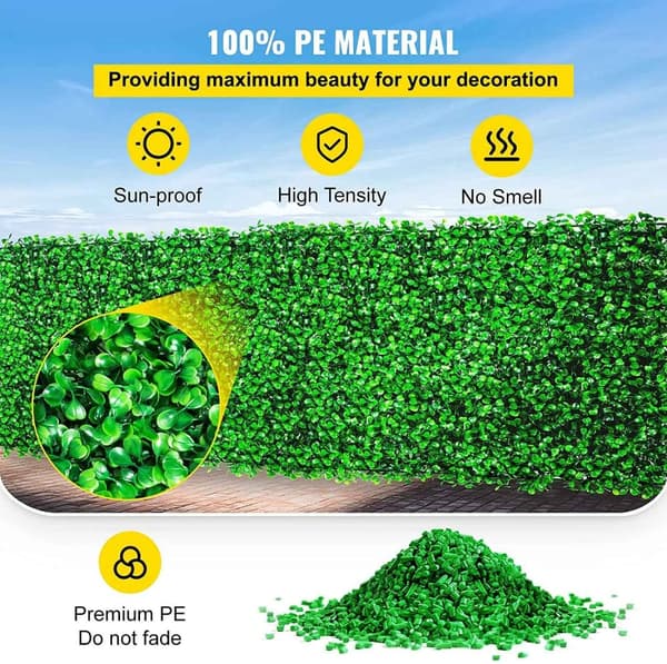 8st 61x40,6cm konstgjord växtväggdekoration, buxbom häckpaneler, högt simulerat utseende, 100% miljövänligt material, lättinstallerad
