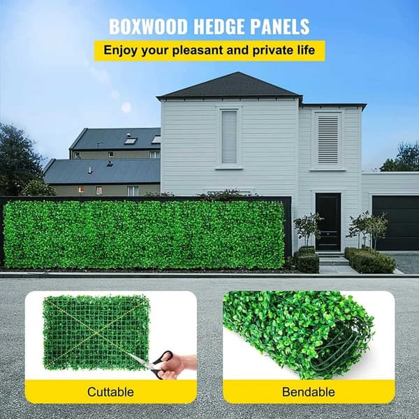 12st 24''x16'' konstgjord växtväggdekoration, buxbom häckpaneler, högt simulerat utseende, 100% miljövänligt material, lättinstallerad