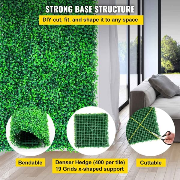 12st 20 tum x 20 tum konstgjorda buxbompaneler, miljövänligt material, realistiskt utseende, stabil struktur, lätt att installera