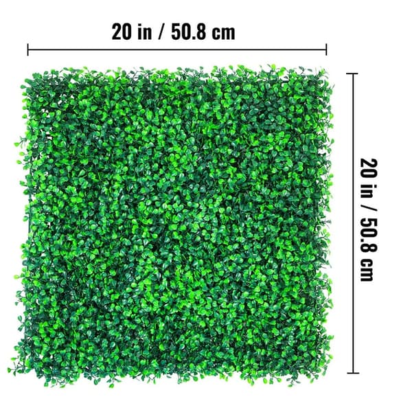 12st 20 tum x 20 tum konstgjorda buxbompaneler, miljövänligt material, realistiskt utseende, stabil struktur, lätt att installera